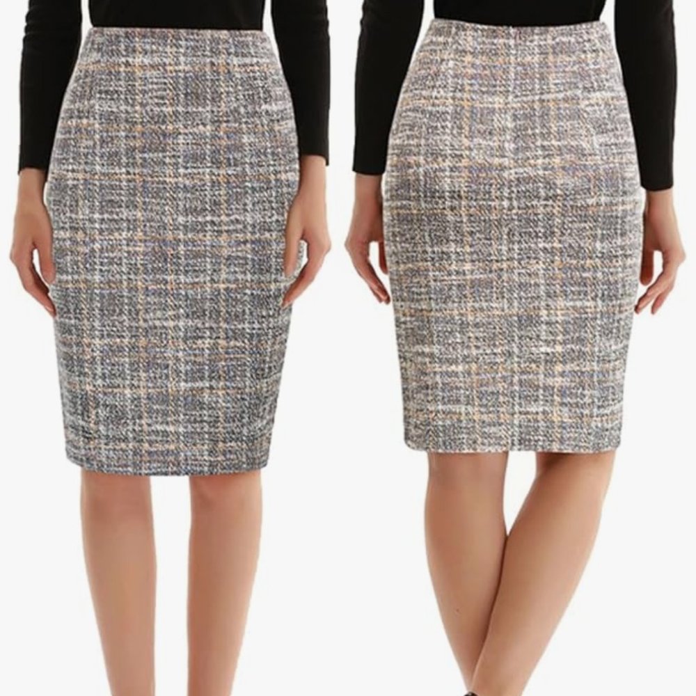 (USED) Kate Kasin Womens Knee Length Elastic Waist Stretchy Bodycon Skirt